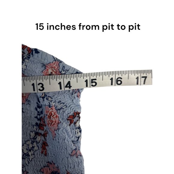 Japna Floral Smocked Midi Dress With Tie Straps & Ruffled Hem - Light Blue Pink - Picture 6 of 7